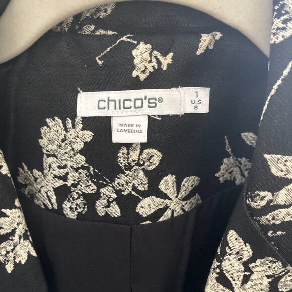 Chico's Floral Jacquard Topper Women's Size 1 (8) - Picture 2 of 4